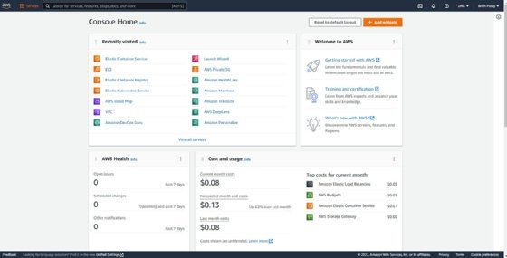 Screenshot of the Amazon Web Services Console