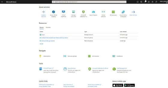 Microsoft Azure screenshot