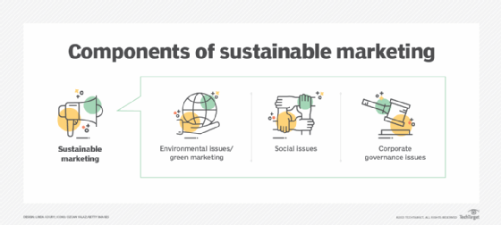 A chart showing the components of sustainable marketing