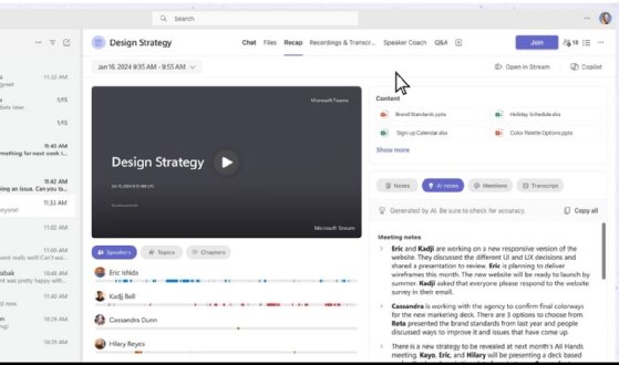 A screenshot of Microsoft Teams with a Copilot-generated summary of the meeting.