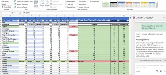 A screenshot of a calculation that Copilot performs from a user prompt.