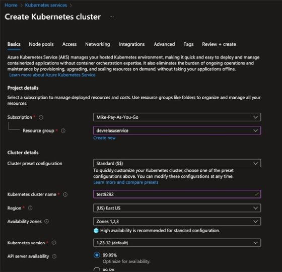Basics page under Create Kubernetes cluster.
