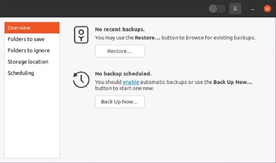 Screenshot of Overview pane with existing settings.