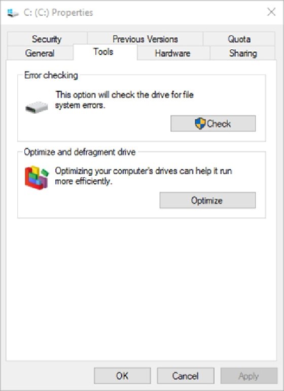 optimize disk in windows 10 as administrator