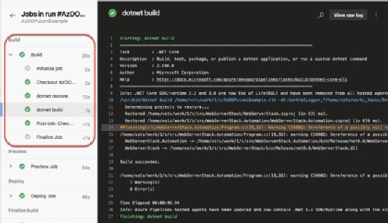 Screenshot of the .NET build