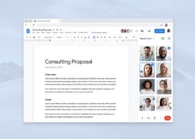People video conferencing on Meet from within a Doc file in Google Workspace