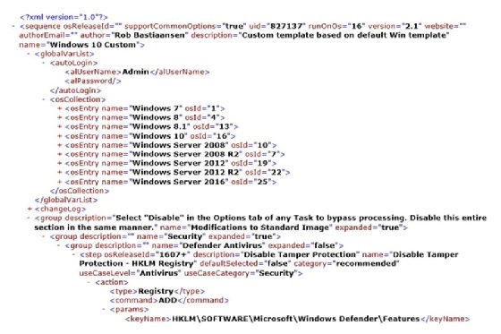 Custom OSOT template XML file
