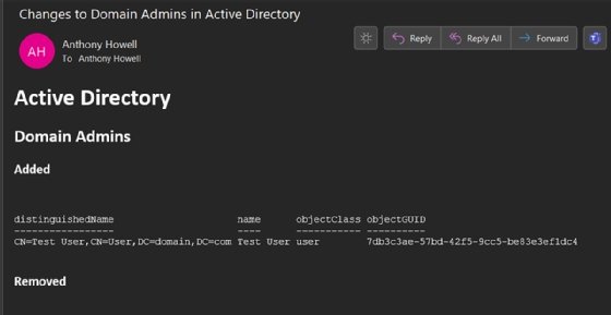 e-mail notification Active Directory Change