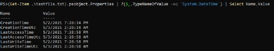 file time and date properties