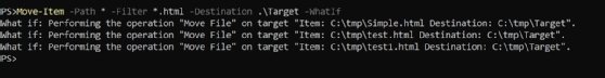 Adding the -WhatIf parameter to a Move-Item command