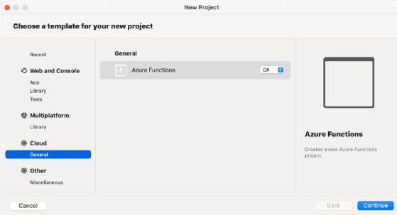 Choose a template for your Azure Functions project