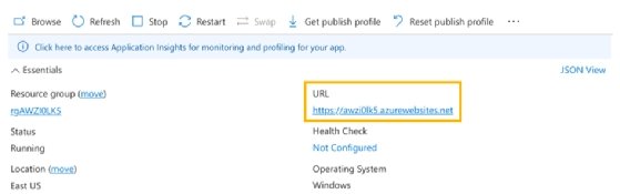 To run a test, retrieve the Azure Functions URL.