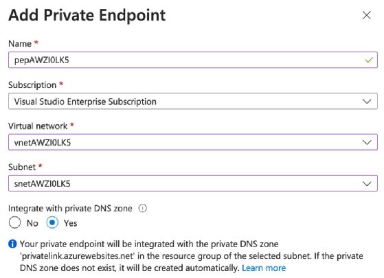 Add an express private endpoint for Azure Functions
