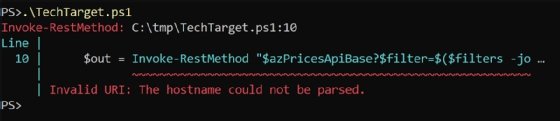 Error example if the script is executed in PowerShell.