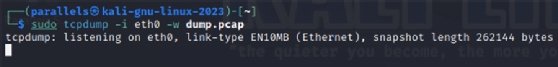 The tcpdump command used in the command line to write capture results to a file.
