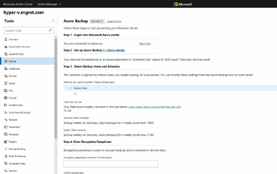 Azure Backup setup