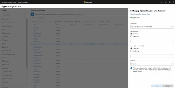 Azure Site Recovery setup