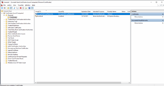 virtual network encryption certificate