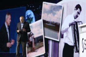 James Goodnight, co-founder and CEO of SAS institute, speaks during SAS Global Forum in 2019.