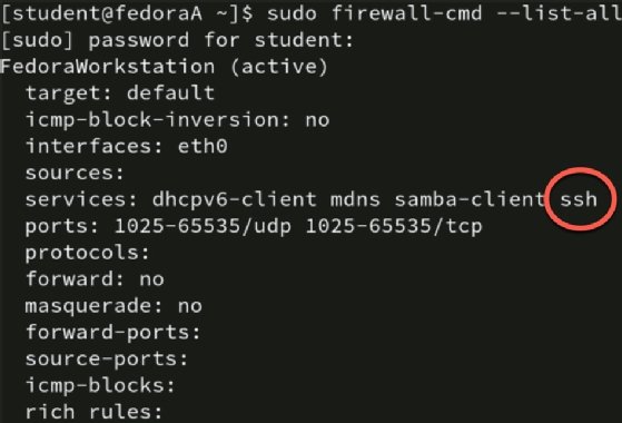 Screenshot of firewall rules allowing SSH