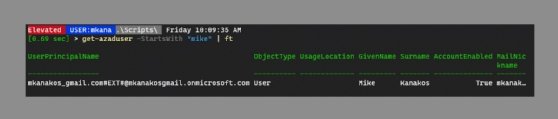 PowerShell 7 Azure AD user search