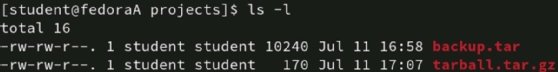 Compressed vs. uncompressed archive output screenshot.