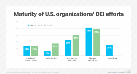 A bar chart showing the status of your organization's DEI program