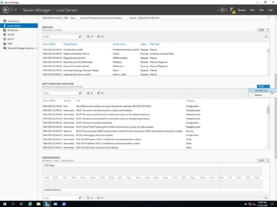 Best Practices Analyzer scan results