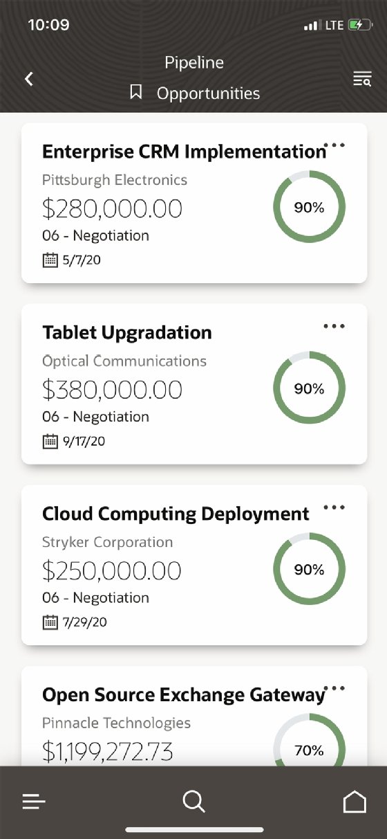 Nouvelle UI Redwood sur mobile du CRM d'Oracle CX
