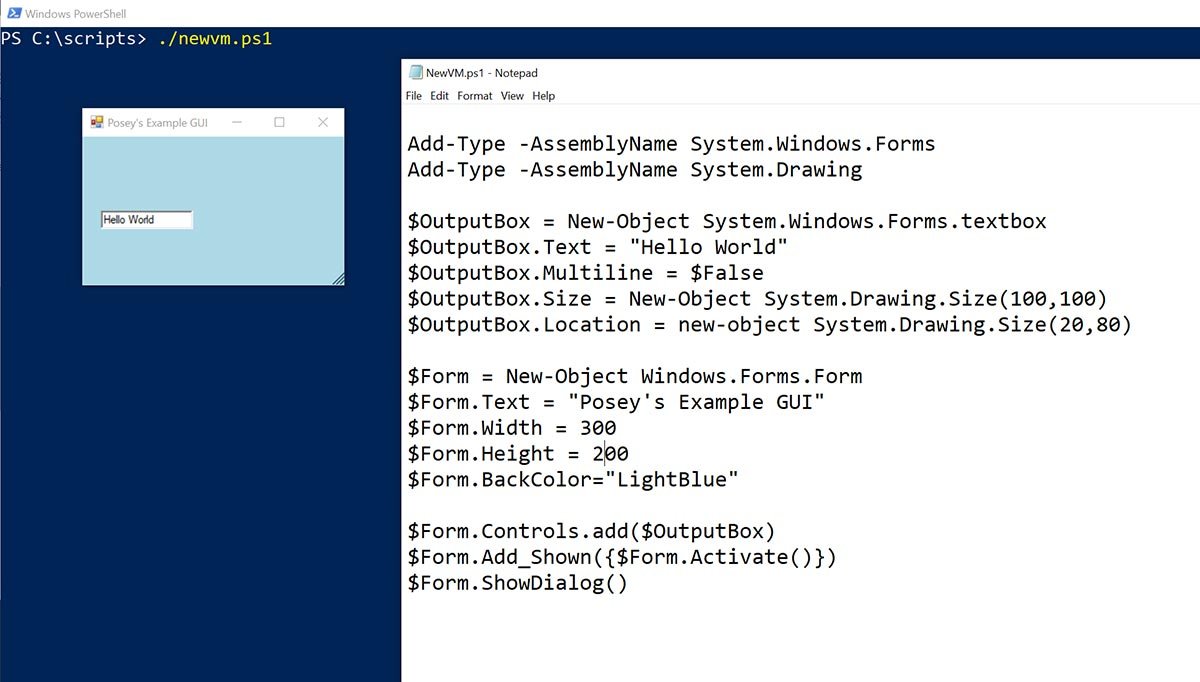 Codebeispiele für die GUI-Erstellung für PowerShell-Skripte | Computer ...