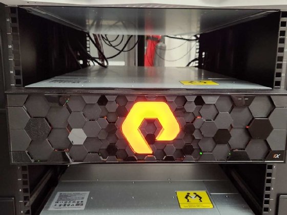 Pure FlashArray within an NES rack.