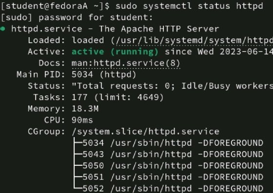 Screenshot showing how systemctl identifies service status.