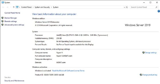 The Control Panel displaying the approved settings for the remote desktop connection.