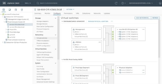 Screenshot of vSphere ESXi switch configurations