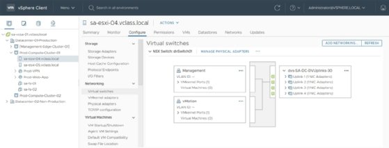 Screenshot of NSX switch example
