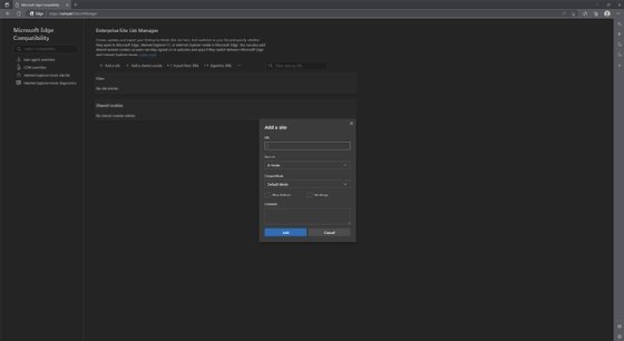 A Screenshot Of The Enterprise Site List Manager In Microsoft Edge.
