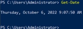 PowerShell-Cmdlets folgen der Verb-Substantiv-Syntax, wie bei Get-Date.