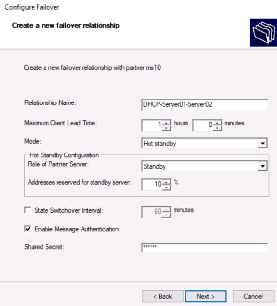 Create a new failover relationship screenshot.