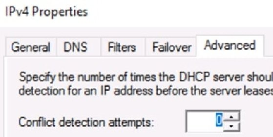 captura de pantalla de la configuración de intentos de detección de conflictos