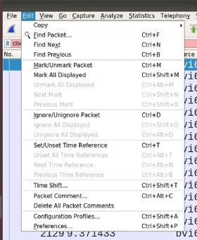 Screenshot of Wireshark application preferences