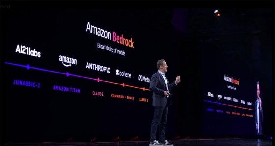 Adam Selipsky speaking on stage during his re:Invent 2023 keynote.