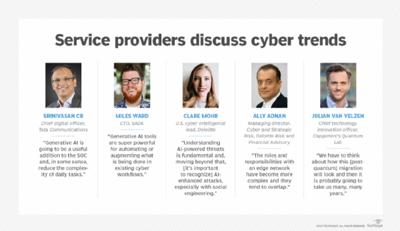 Graphic in which IT executives discuss cyber trends