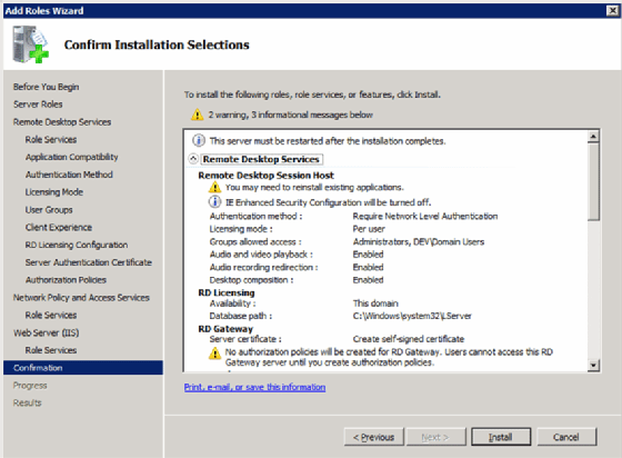  Inventaire d'installation RDS