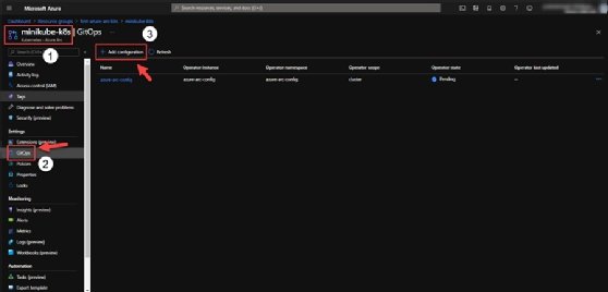 A screenshot of how to set up GitOps in Azure Arc through the Azure portal.