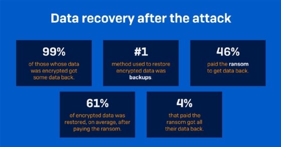 Statistics from Sophos' State of Ransomware 2022 report