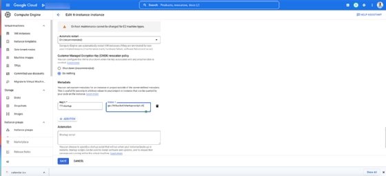 Screenshot von der Konsole zum Hinzufügen eines Elements