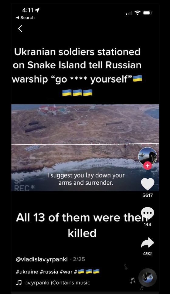 TikTok video falsely classifying Ukrainian soldiers as dead.