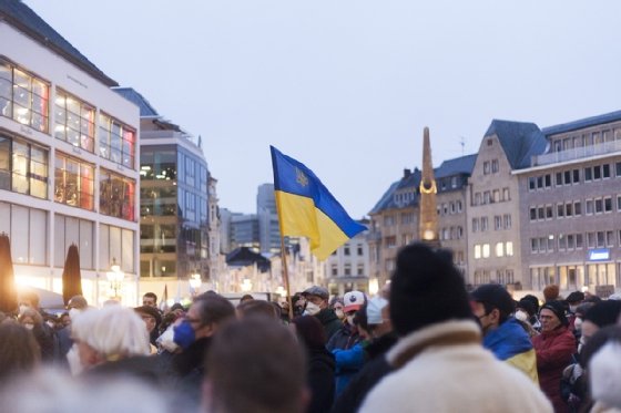 Photo of protesters showing their support for Ukraine
