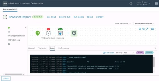 vRO 8.1 snapshot report result