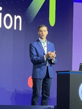 Photo of Veeam CTO Danny Allan on stage at the VeeamON conference 2023.